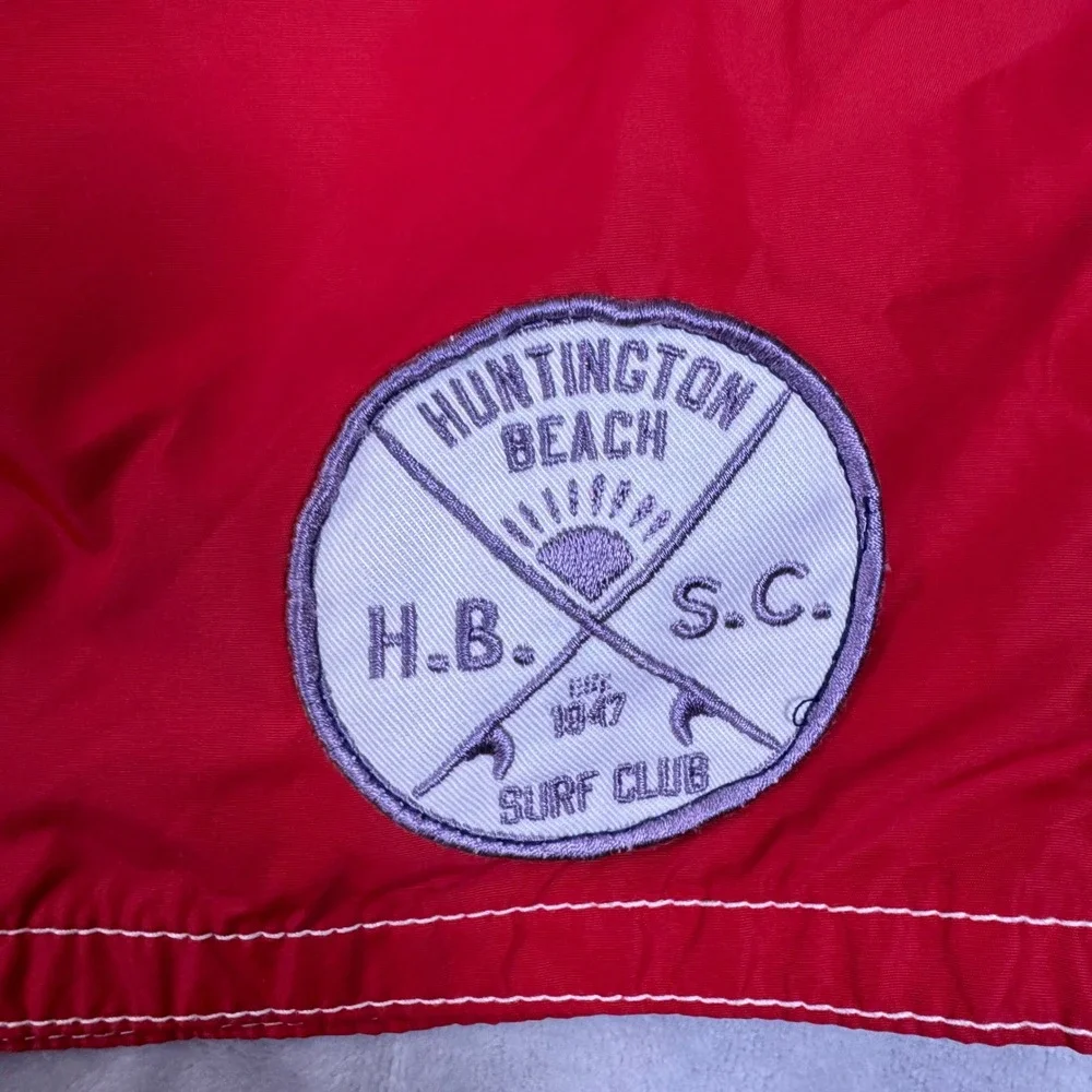 Old Navy Nylon Board Shorts Swim Mens XXL Red Huntington Beach Surf Club